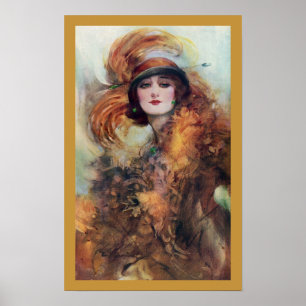 De vrouw in bont en smaragd poster