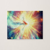 De vrouw in de stromende energie van het universum legpuzzel (Horizontaal)