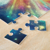 De vrouw in de stromende energie van het universum legpuzzel (Zijkant)