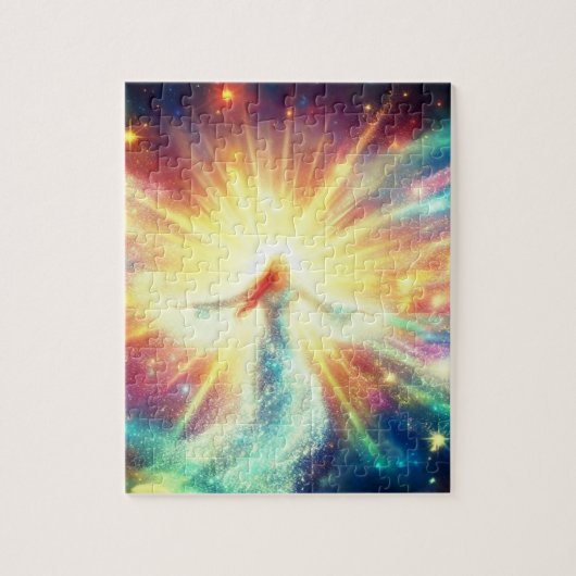 De vrouw in de stromende energie van het universum legpuzzel (Verticaal)