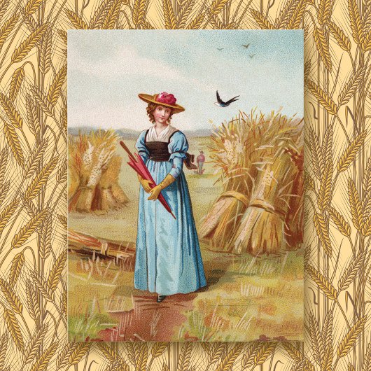 De vrouw in de tarweveld briefkaart
