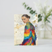 De vrouw in de vogeljurk briefkaart (Staand voorkant)