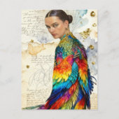 De vrouw in de vogeljurk briefkaart (Voorkant)