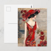 De vrouw in een rode jurk collage briefkaart (Voorkant / Achterkant)