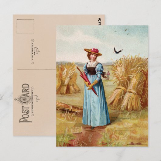 De vrouw in het Briefkaart Tarweveld (Voorkant / Achterkant)