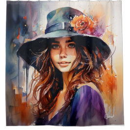 De vrouw in het Pet: portret van levendige genade Douchegordijn
