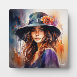 De vrouw in het Pet: portret van levendige genade Fotoplaat