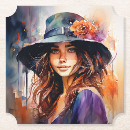 De vrouw in het Pet: portret van levendige genade Kartonnen Onderzetters