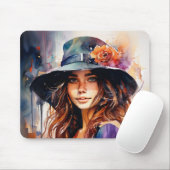 De vrouw in het Pet: portret van levendige genade Muismat (Met muis)