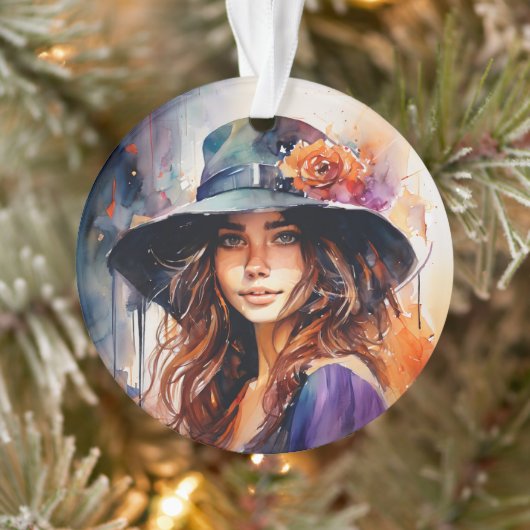 De vrouw in het Pet: portret van levendige genade Ornament (Boom)