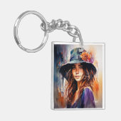 De vrouw in het Pet: portret van levendige genade Sleutelhanger (Voorkant Links)
