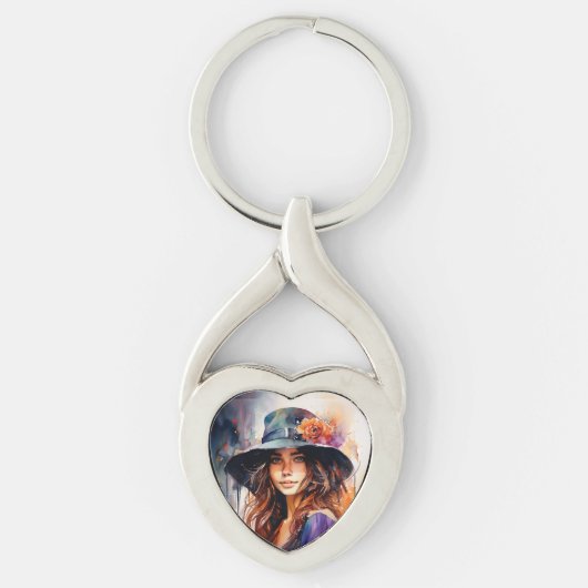 De vrouw in het Pet: portret van levendige genade Sleutelhanger (Voorkant)