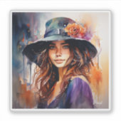 De vrouw in het Pet: portret van levendige genade Sticker (Voorkant)