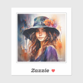 De vrouw in het Pet: portret van levendige genade Sticker