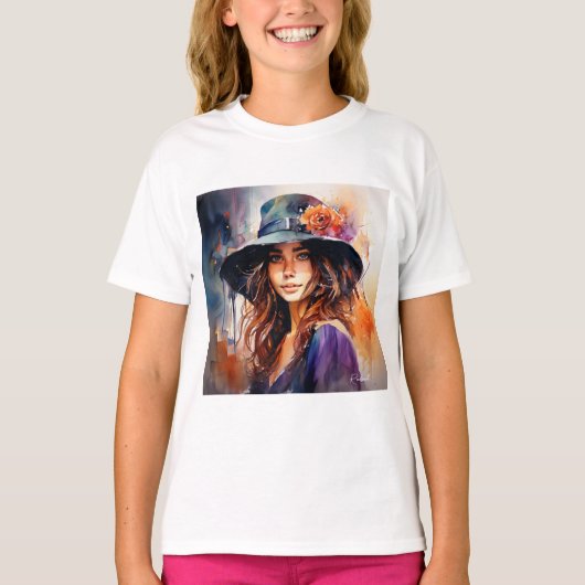 De vrouw in het Pet: portret van levendige genade T-shirt (Voorkant)