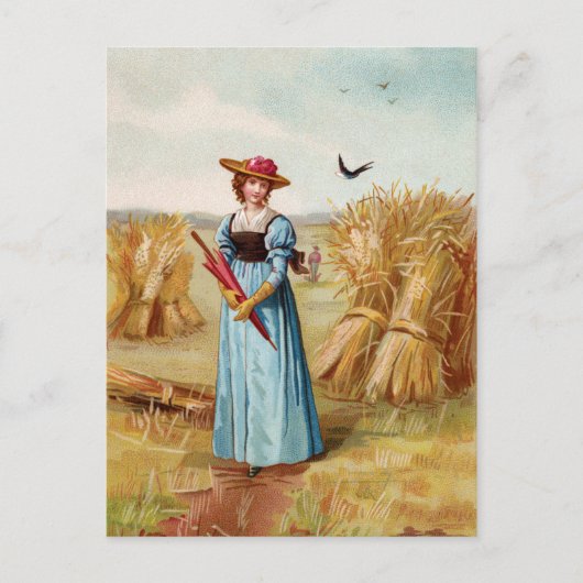 De vrouw in het tarweveld ansichtkaart briefkaart (Voorkant)