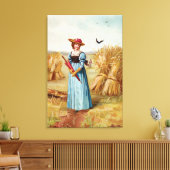 De vrouw in het tarweveld omwikkelde canvasprint canvas afdruk (Insitu (Woonkamer))