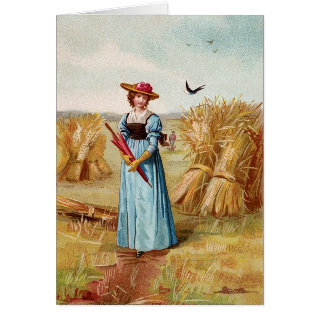De vrouw in het Wheat field Folded Kaart (Voorkant)