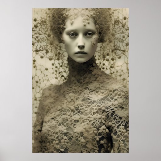 De vrouw in Lace Sepia Poster (Voorkant)