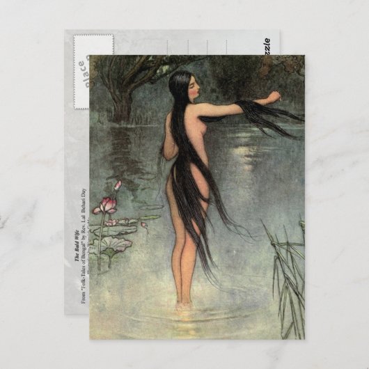 De vrouw komt uit het water. briefkaart (Voorkant / Achterkant)