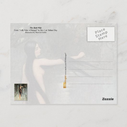 De vrouw komt uit het water. briefkaart (Achterkant)