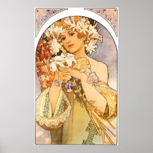 De vrouw met bloemen poster