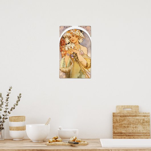 De vrouw met bloemen poster (Keuken)