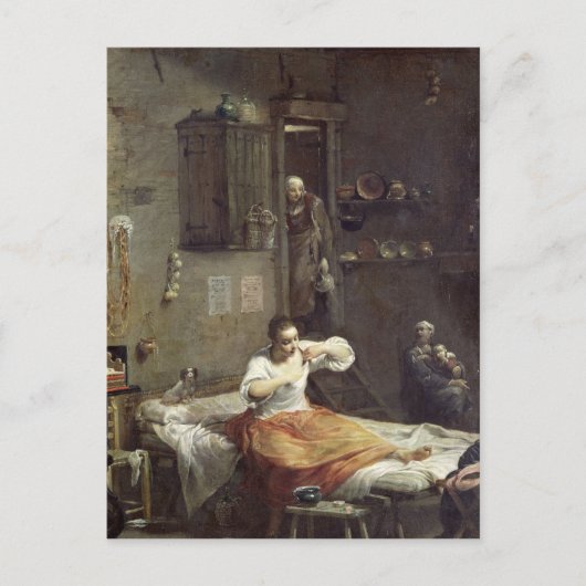 De vrouw met de Flea Briefkaart (Voorkant)