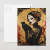 De vrouw met een zwarte vogel briefkaart (Voorkant / Achterkant)