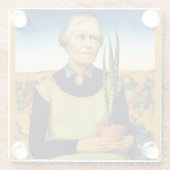 De vrouw met planten van Grant Wood Glazen Onderzetter (Achterkant)