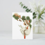 De vrouw ontfermt over zich Eekhoorn in de Tijd Feestdagenkaart (Staand voorkant)