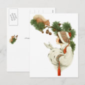 De vrouw ontfermt over zich Eekhoorn in de Tijd Feestdagenkaart (Voorkant / Achterkant)