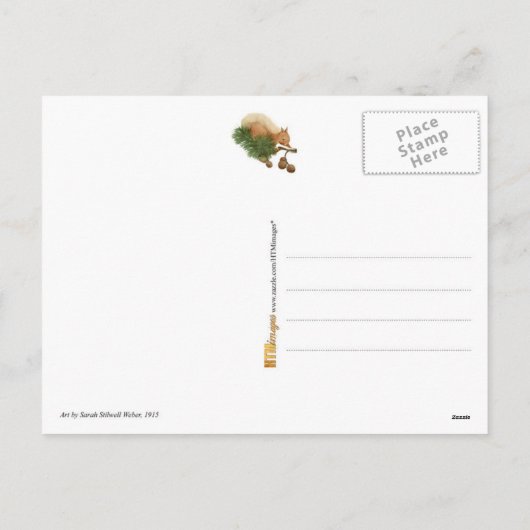 De vrouw ontfermt over zich Eekhoorn in de Tijd Feestdagenkaart (Achterkant)