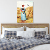 De vrouw op het Wheatfield Canvas Afdruk (Insitu (Slaapkamer))