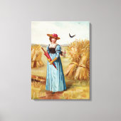De vrouw op het Wheatfield Canvas Afdruk (Voorkant)