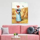De vrouw op het Wheatfield Canvas Afdruk (Insitu (Woonkamer))