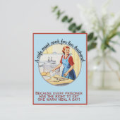 De  vrouw uit 1950 moet koken voor de man. briefkaart (Staand voorkant)