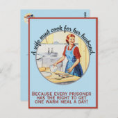 De  vrouw uit 1950 moet koken voor de man. briefkaart (Voorkant / Achterkant)