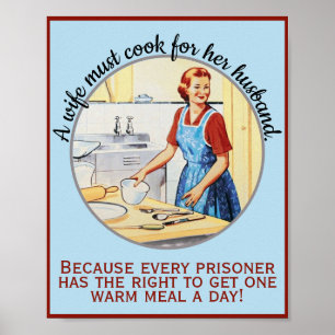 De  vrouw uit 1950 moet koken voor de man. poster