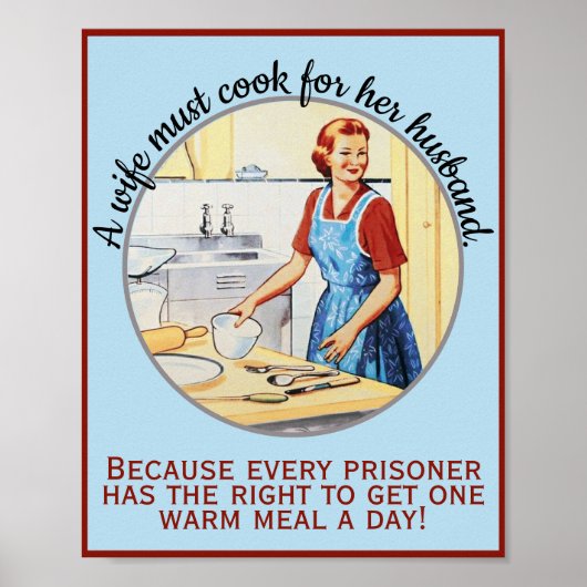 De  vrouw uit 1950 moet koken voor de man. poster (Voorkant)