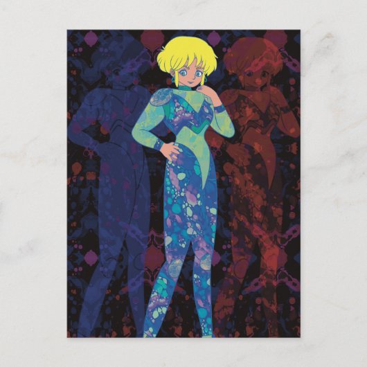 De vrouw uit de ruimte briefkaart (Voorkant)