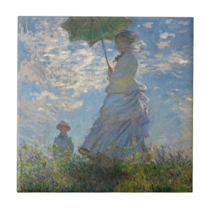 De Vrouw van Claude Monet met een Parasol 1875 Tegeltje