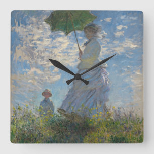 De Vrouw van Claude Monet met een Parasol 1875 Vierkante Klok