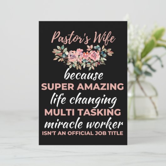 De vrouw van de dominee omdat het geweldige leven bedankkaart (Staand voorkant)