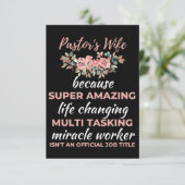 De vrouw van de dominee omdat het geweldige leven bedankkaart (Staand voorkant)