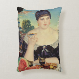 De vrouw van de handelaar in Tea, 1918 Decoratief Kussen