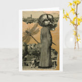 De Vrouw van de Kaart van Halloween met Schedel (Gele Bloem)