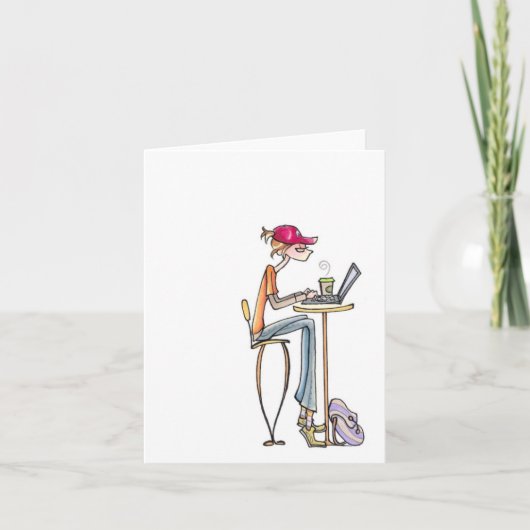 de vrouw van de koffiewinkel notecard kaart (Voorkant)