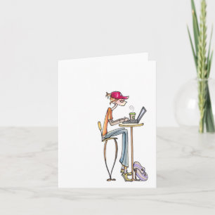 de vrouw van de koffiewinkel notecard kaart