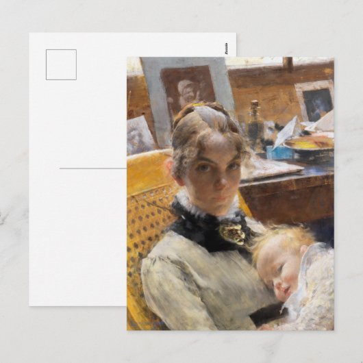 De vrouw van de kunstenaar en hun dochter van Lars Feestdagenkaart (Voorkant / Achterkant)